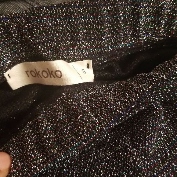 Rokoko Wide Leg Metallic Black Multicolored High Waist Pants Sz. Small - Picture 11 of 14